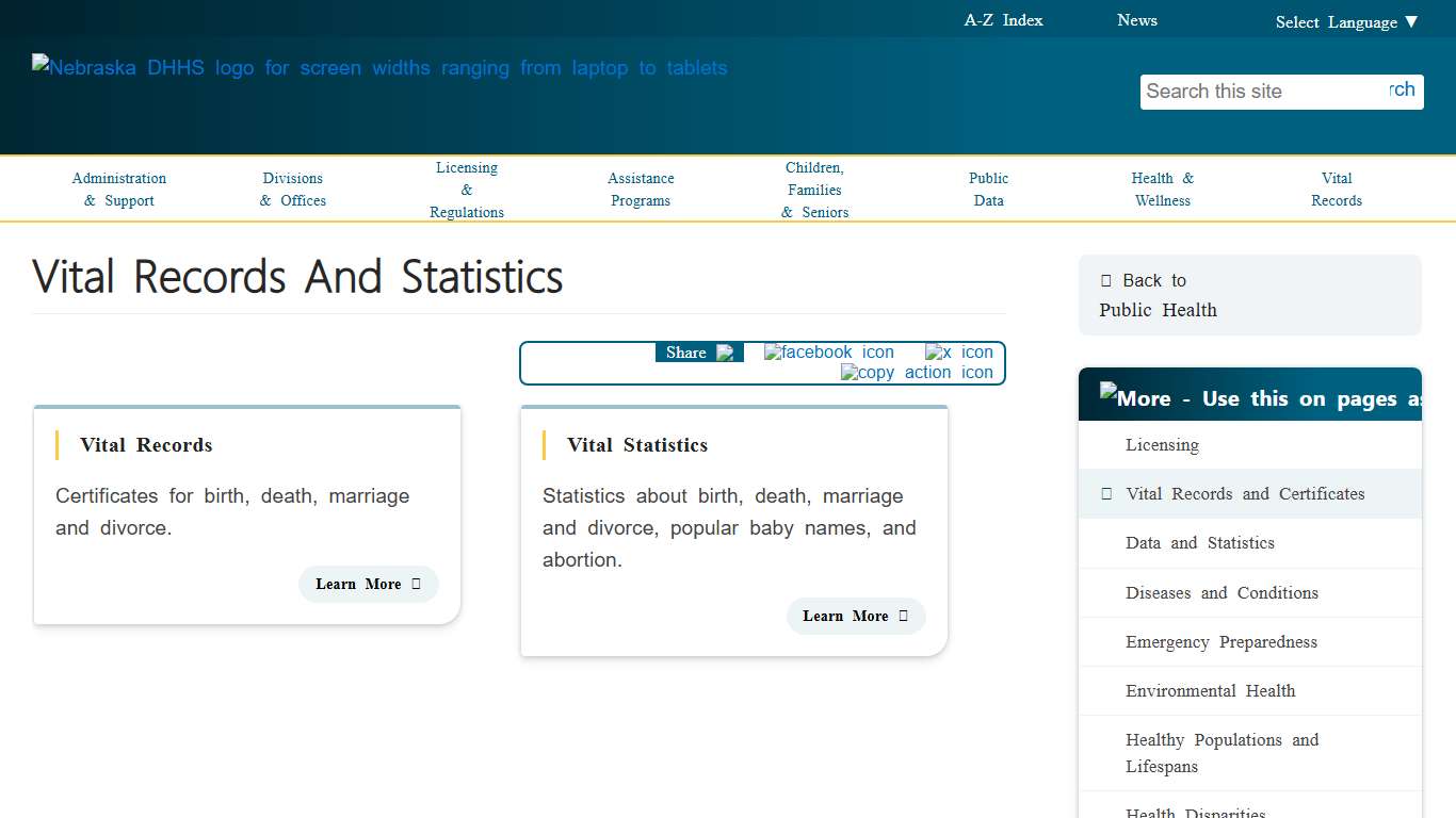 Vital Records and Statistics